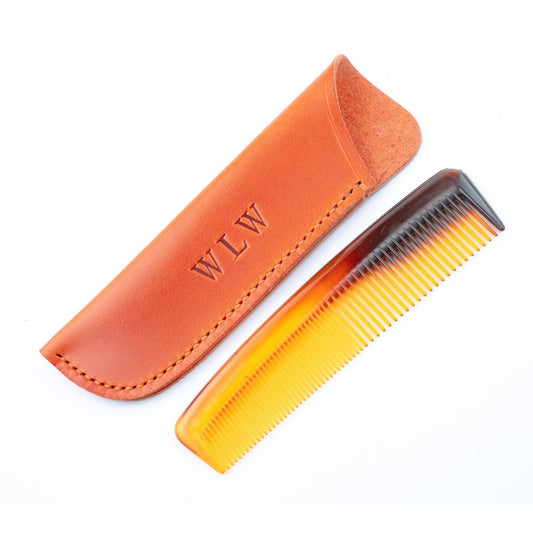 Leather Comb Case Bright Orange includes Comb