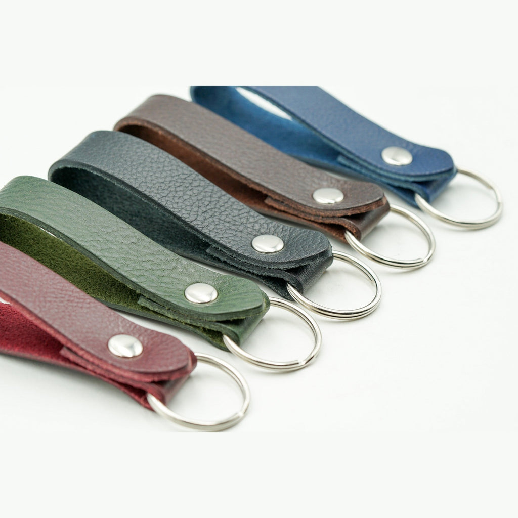 Keyring Classic Tumble Grained Veg Tanned Leather Keyfob Various Colours