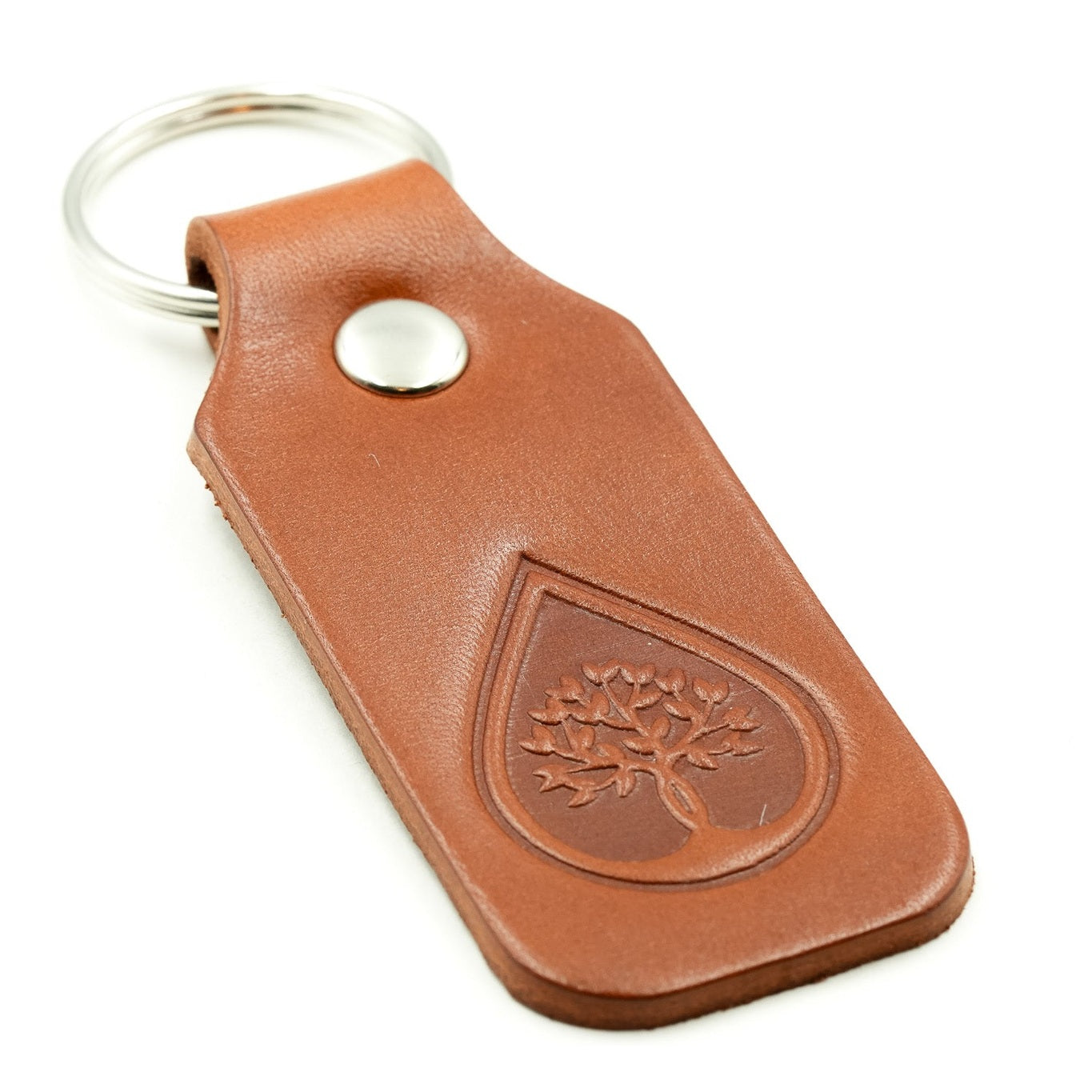 Leather Keyring keyFob Tree of Life Design Tan Colour