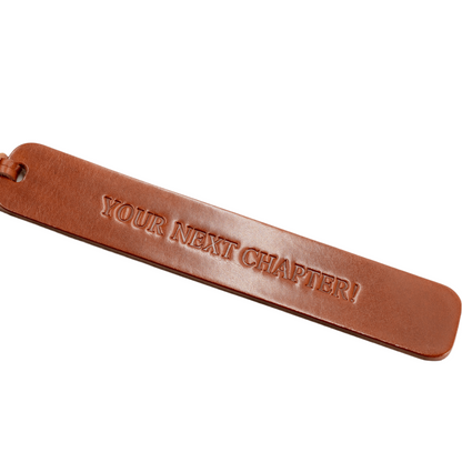 Leather Bookmark "Your Next Chapter" Tan Leather