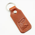Leather Keyring Fob Fishing Holder Bag Charm Good Luck Tan Colour