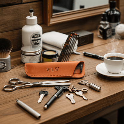 Leather Comb Case Bright Orange includes Comb