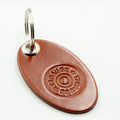 Leather keyring Gun Cabinet Keys 12 Gauge Cartridge Design Tan Colour