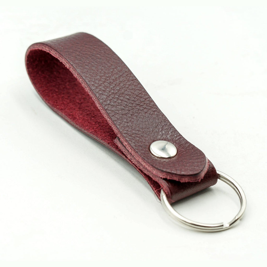 Keyring Classic Tumble Grained Veg Tanned Leather Keyfob Various Colours