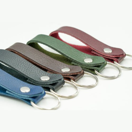 Keyring Classic Tumble Grained Veg Tanned Leather Keyfob Various Colours