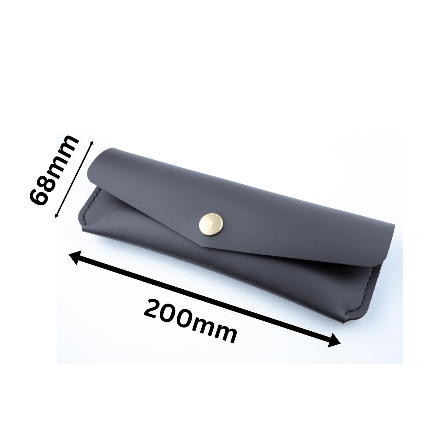Charcoal Smooth Leather Pen Case Holder Jewellery Storage Case Hand sewn
