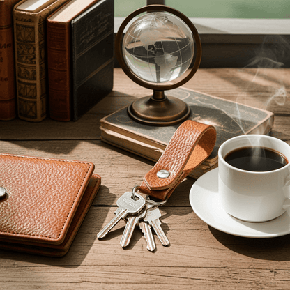 Keyring Classic Tumble Grained Veg Tanned Leather Keyfob Various Colours