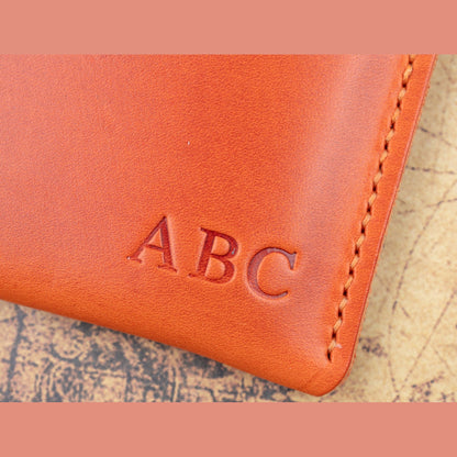 Orange Leather Pen Case Holder Jewellery Storage Case Hand sewn