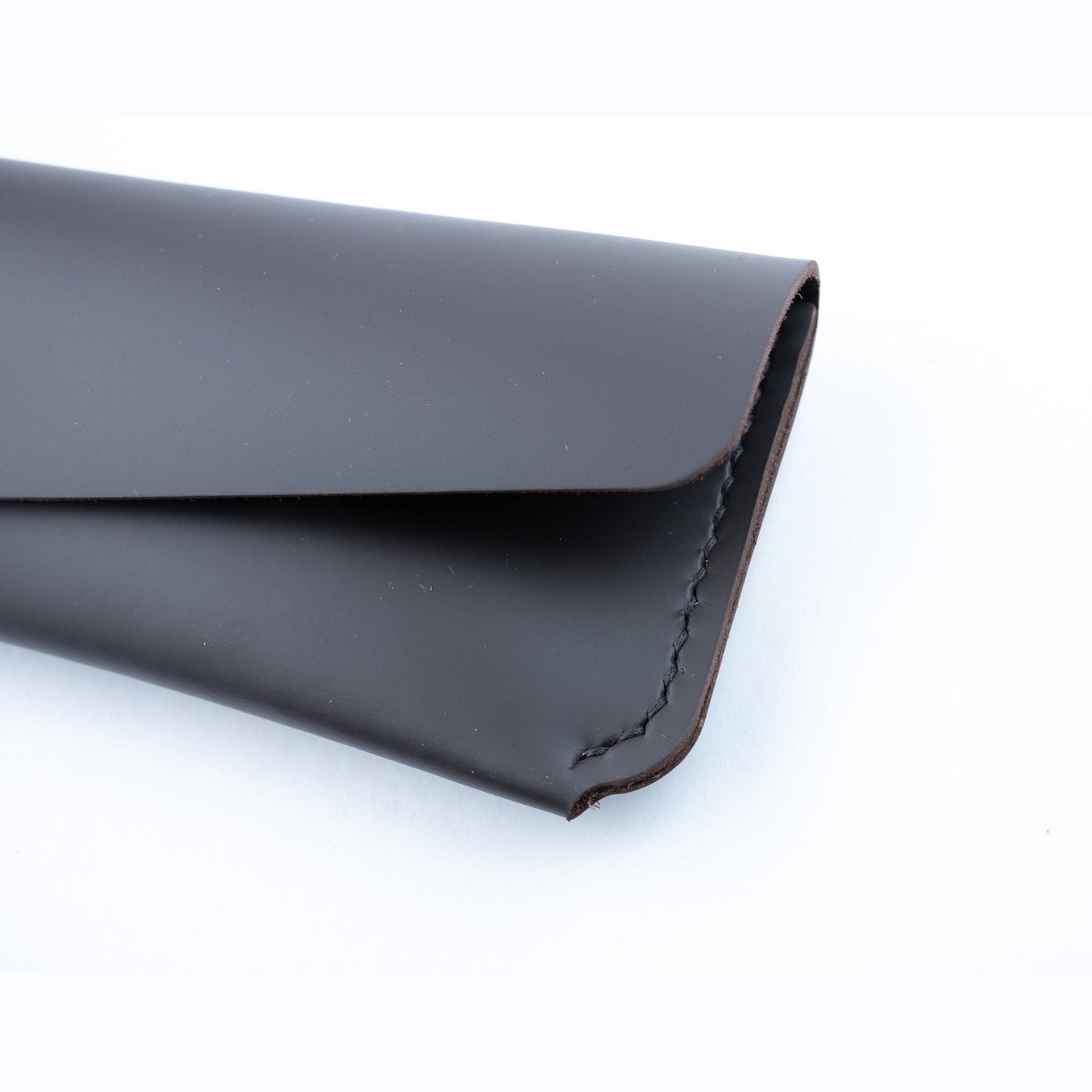 Charcoal Smooth Leather Pen Case Holder Jewellery Storage Case Hand sewn