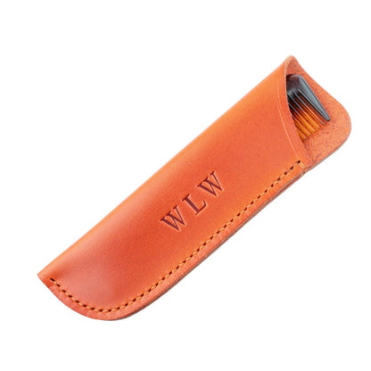 Leather Comb Case Bright Orange includes Comb