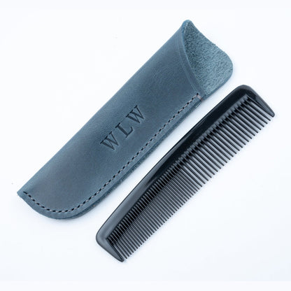 Leather Comb Case Admiral Blue includes BlackComb