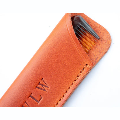 Leather Comb Case Bright Orange includes Comb