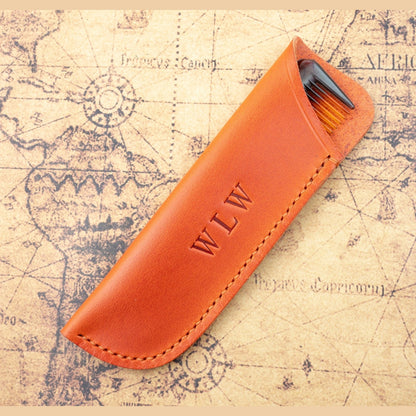 Leather Comb Case Bright Orange includes Comb